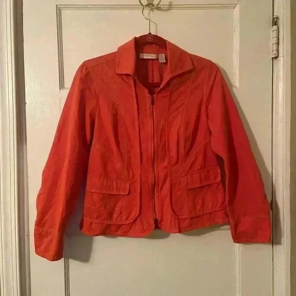 Chicos size zero orange zip up jacket with pockets. - Picture 1 of 4